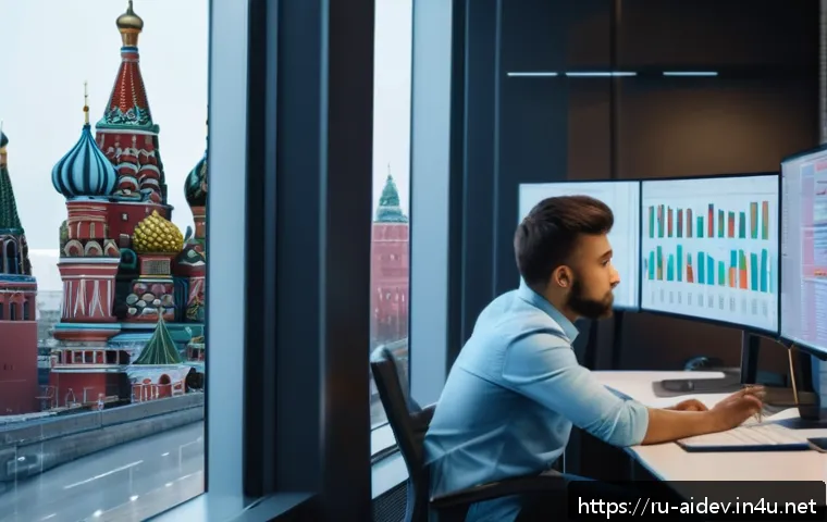 AI 개발의 실수와 교훈 - A diverse team of data scientists and AI engineers working collaboratively in a modern Moscow tech o...
